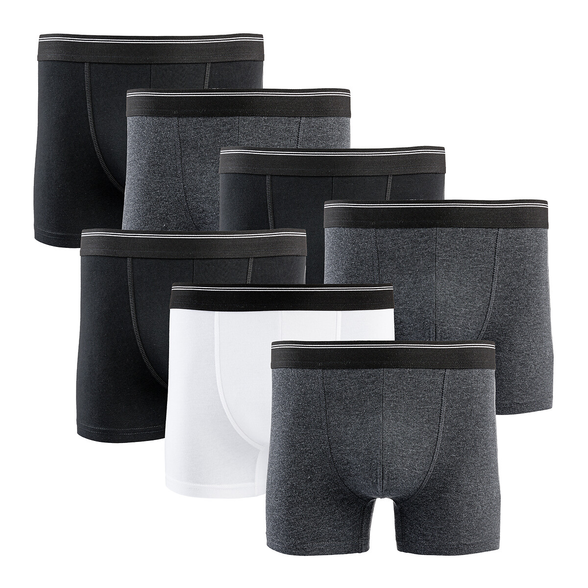 Lot de 7 boxers noir/gris/blanc, LA REDOUTE COLLECTIONS