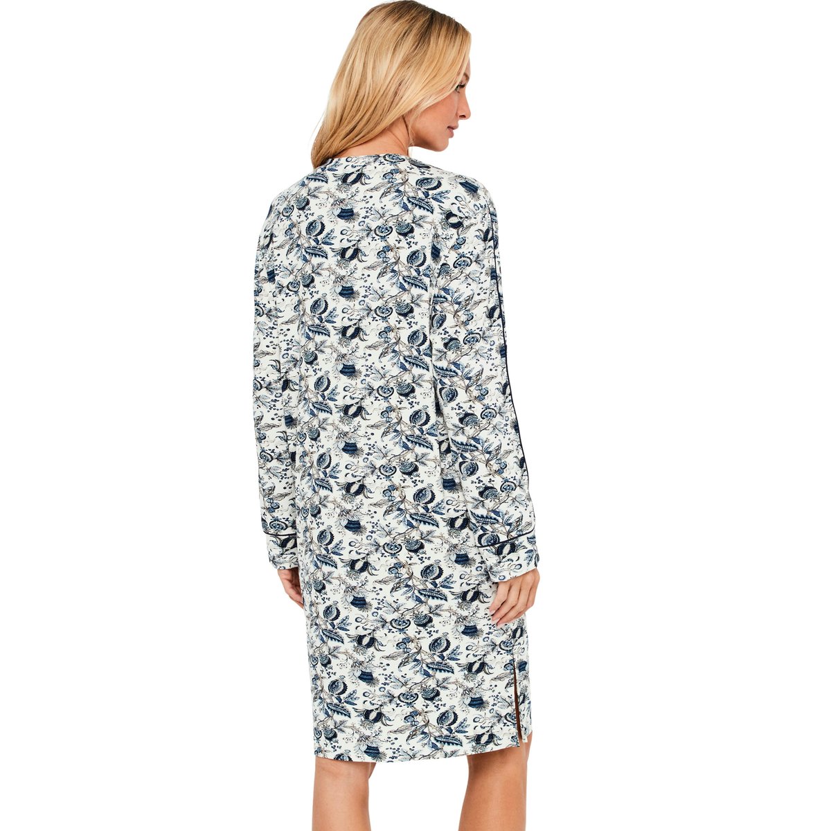 Chemise de nuit manches longues Chic Bamboo bleu, SELMARK