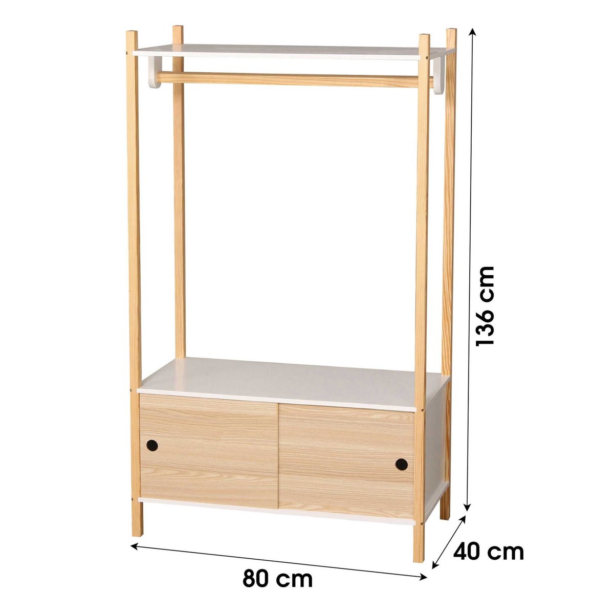 Portant Vêtements en Bois + Placard Chambre Enfant blanc, WADIGA
