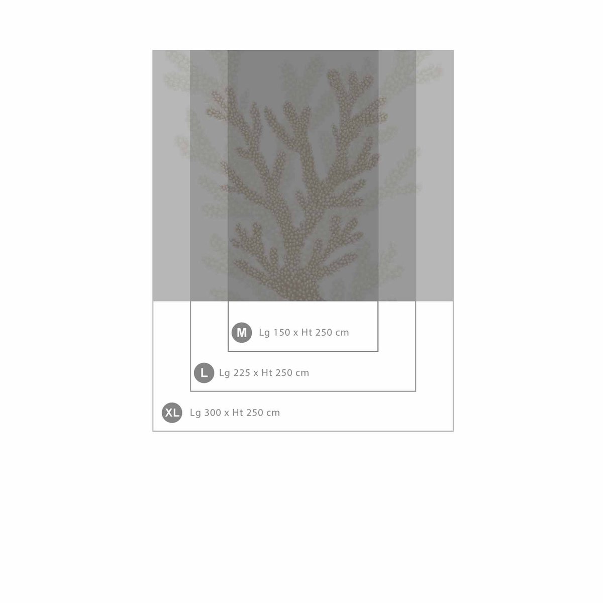 Papier peint panoramique Corail, Beige 150 x 250cm gris, ACTE DECO