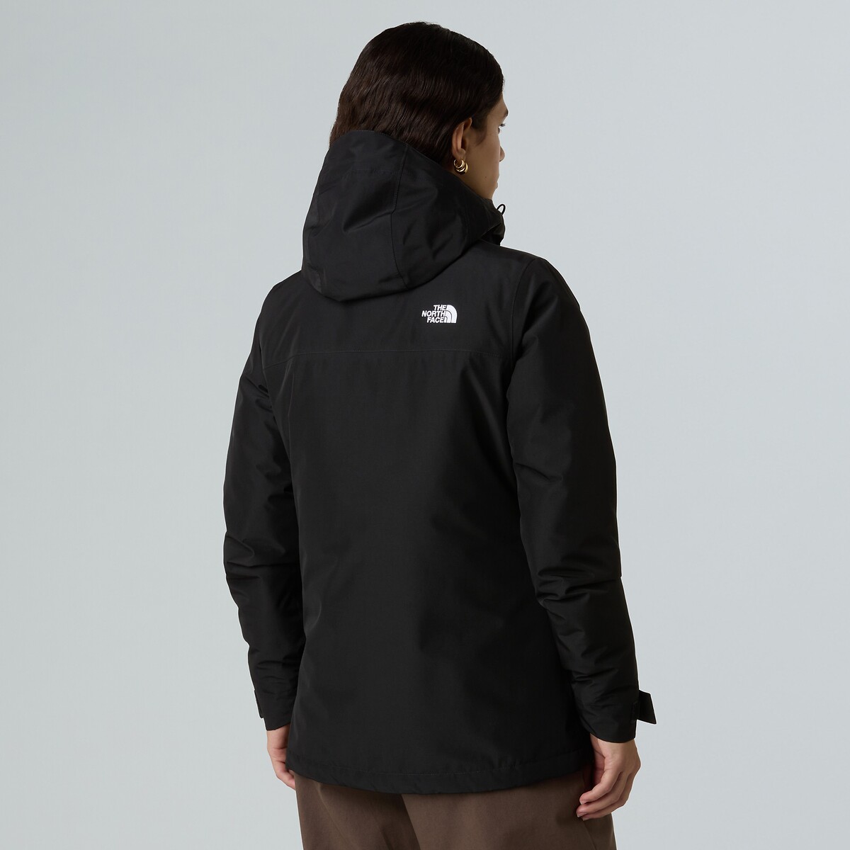 Blouson court capuche fixe fermeture zippée, plein hiver noir, THE NORTH FACE