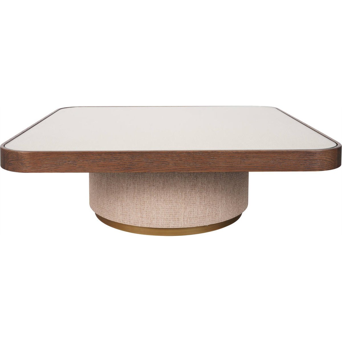 Table basse gigogne lot de 2, Plateau verre beige et bois brun, RECOLLECTION