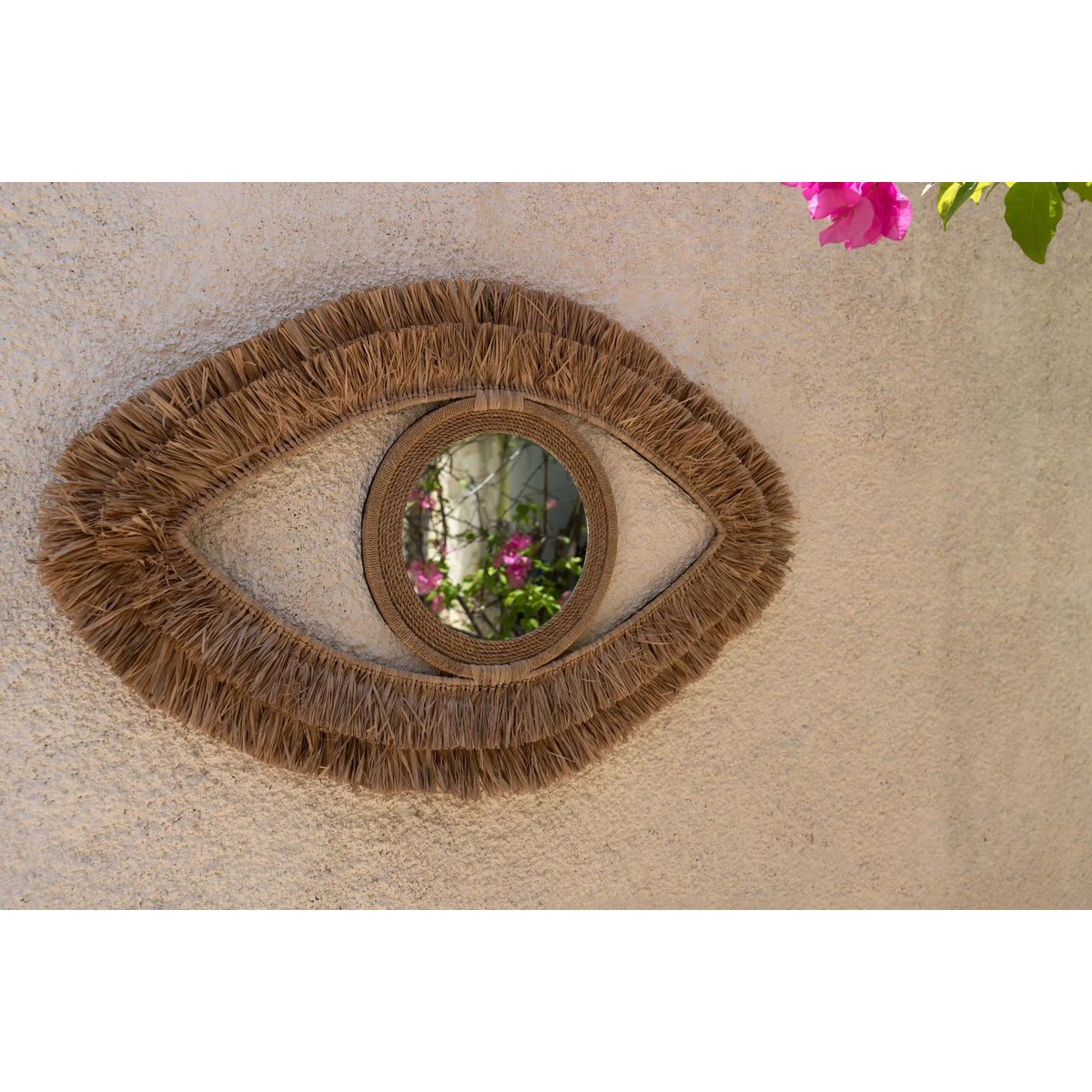 Miroir en raphia RAFFIA beige, BAZAR BIZAR
