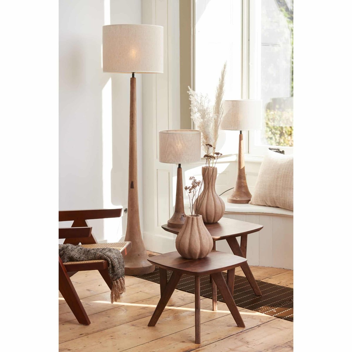 Abat-Jour Textiles BRESKA blanc nacré, LIGHT & LIVING 