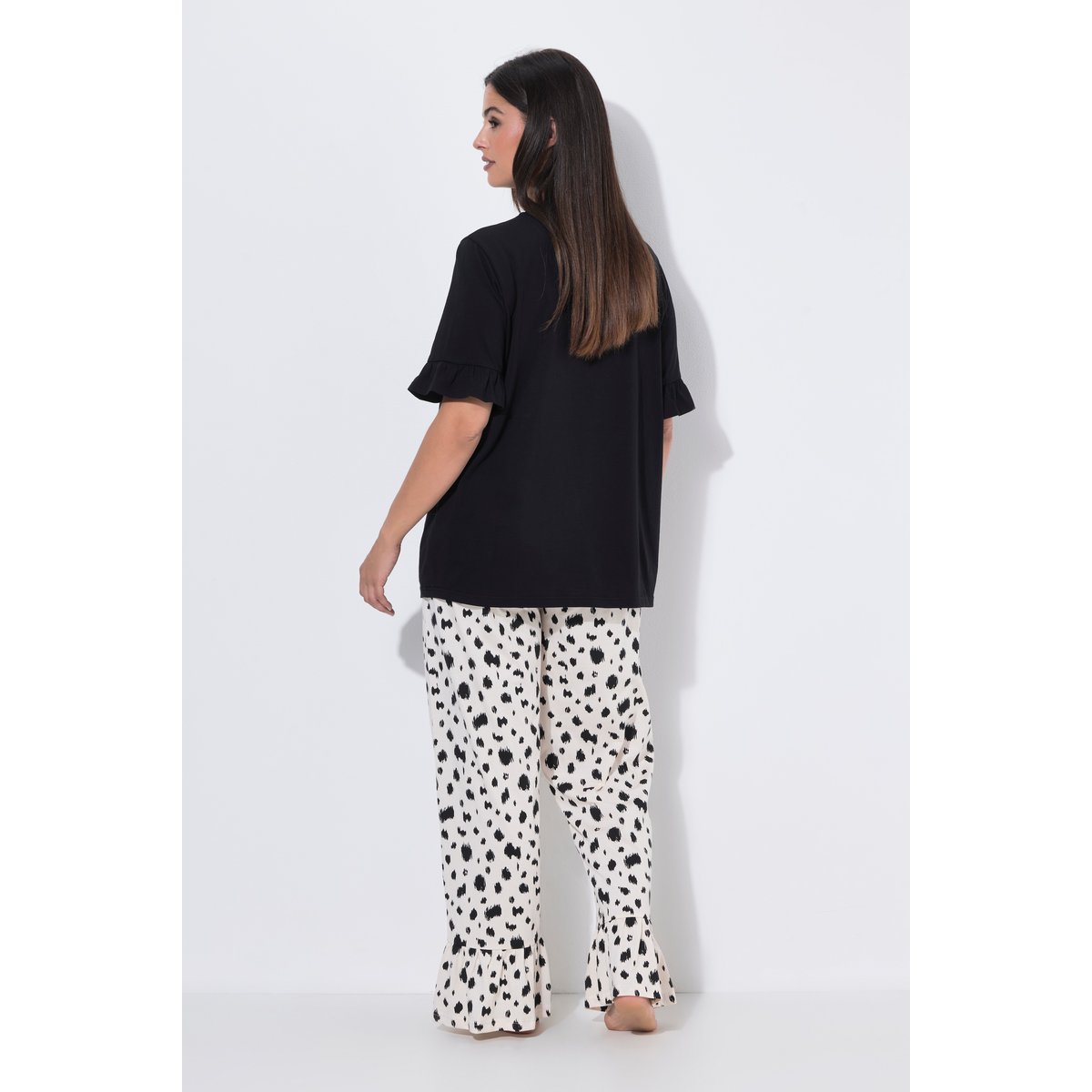 Pyjama motif dalmatien, décolleté rond noir, ULLA POPKEN