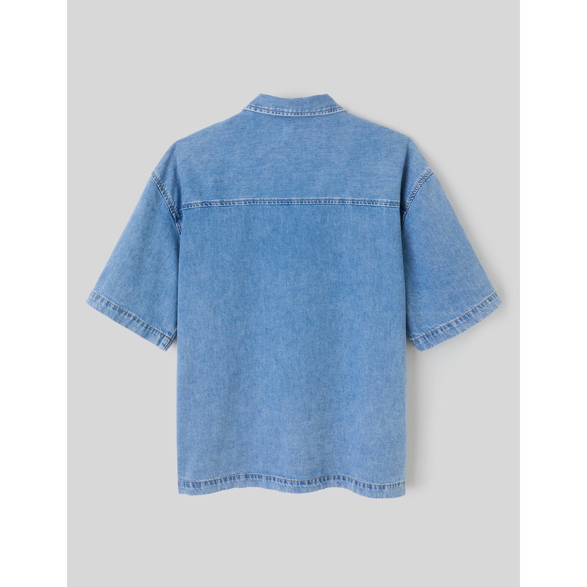 Chemise en jean manches courtes bleu moyen, BZB
