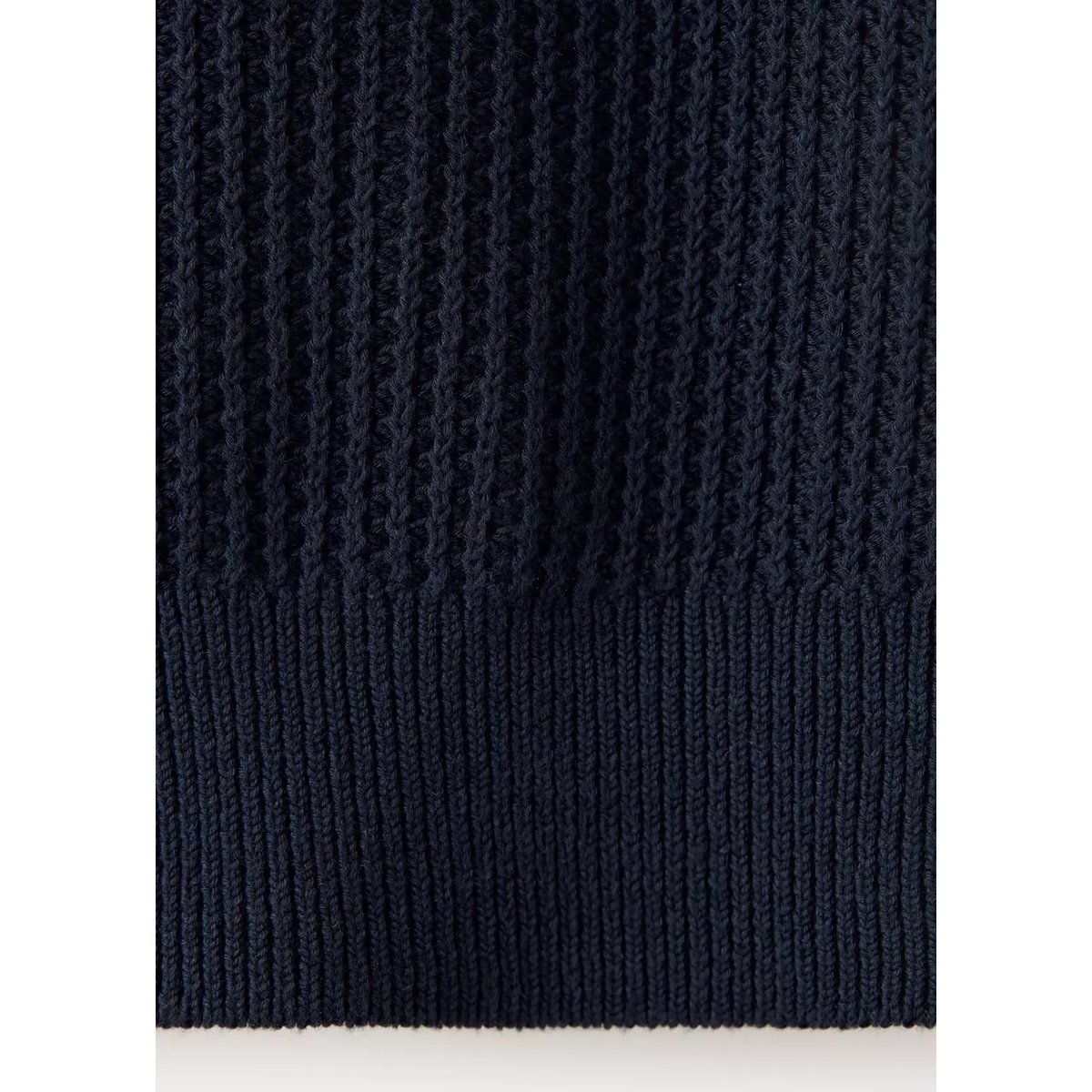 Pull polo 100 % coton côtelé fermeture éclair bleu marine, MANGO MAN