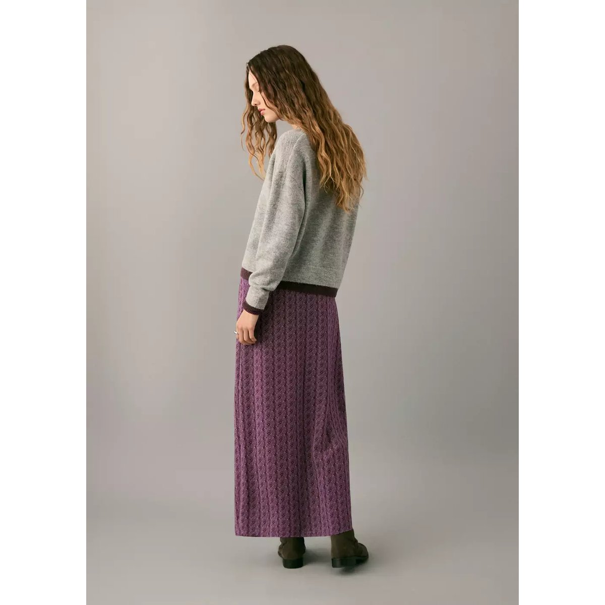 Jupe longue imprimée rose pâle, MANGO TEEN