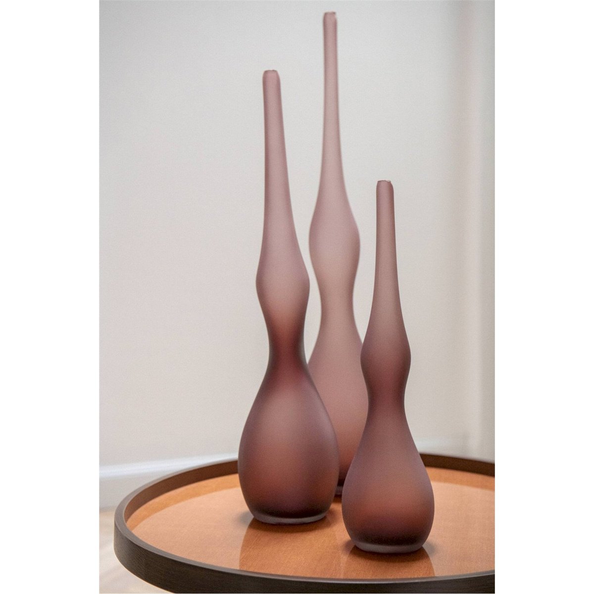 Set de 3 vases en verre bordeaux, RECOLLECTION