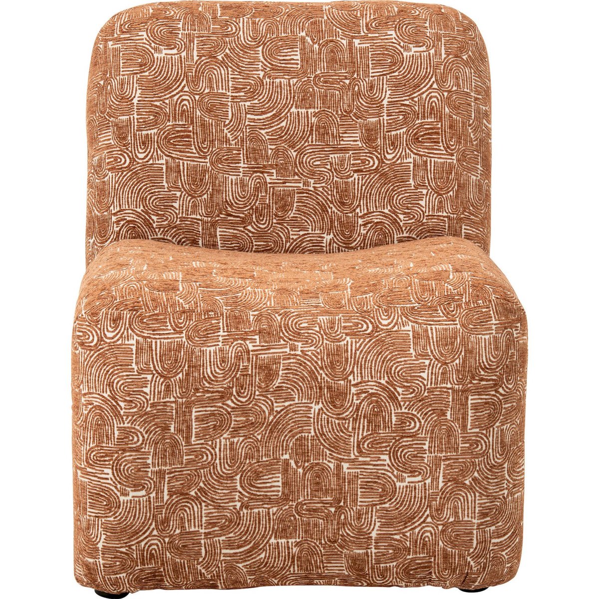 Chaise longue en tissu motif rétro rouille, RECOLLECTION
