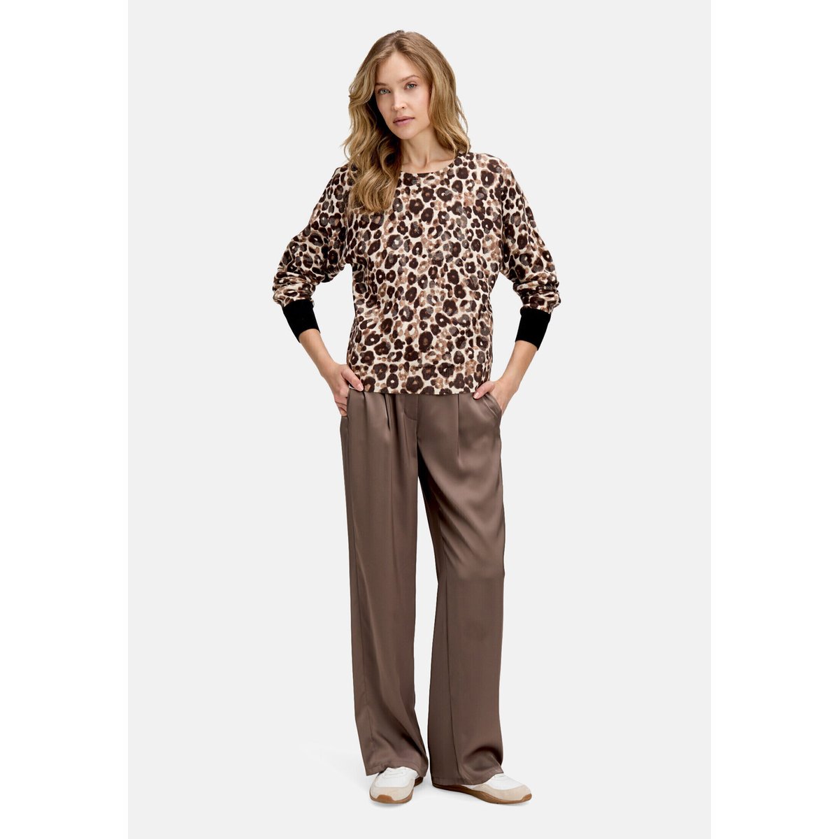 Pull-over en maille à motif jacquard taupe/beige, BETTY BARCLAY