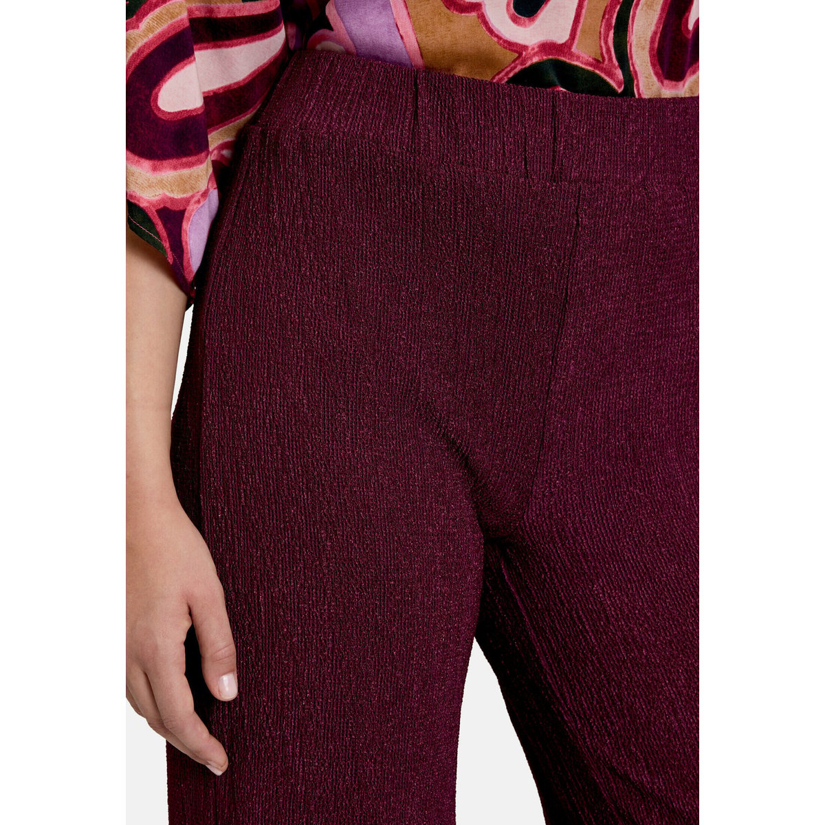 Pantalon casual à jambes larges dark aubergine, CARTOON