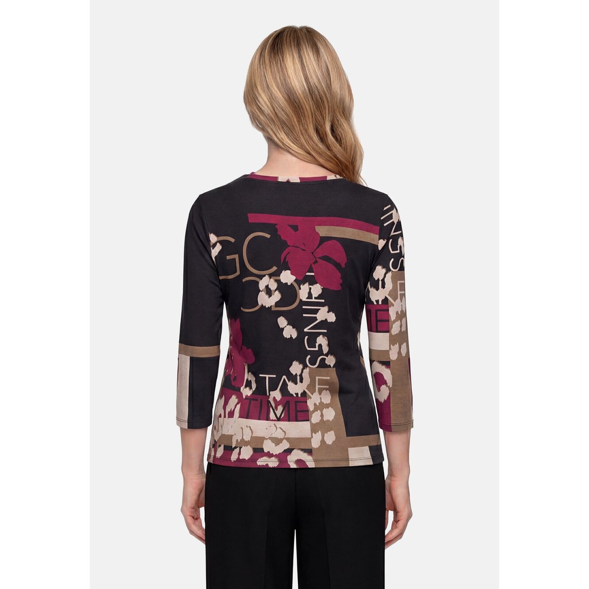 T-shirt basique à encolure ronde black/dark red, BETTY BARCLAY