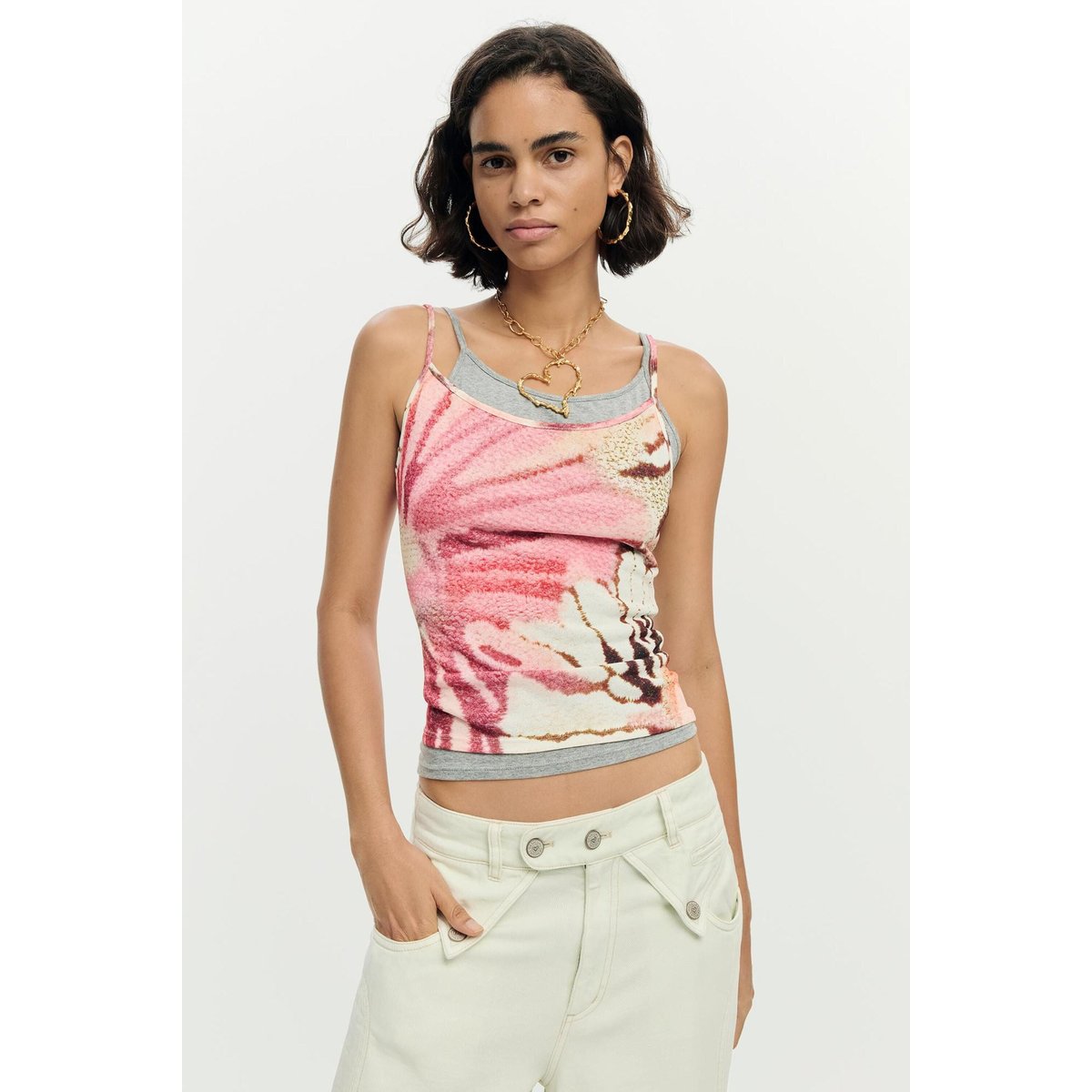 T-shirt à bretelles imprimé multicolore, DESIGUAL