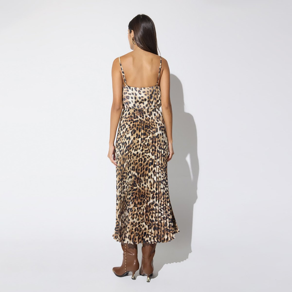 Robe combinée jupe plissée motif léopard léopard, LOLA CASADEMUNT