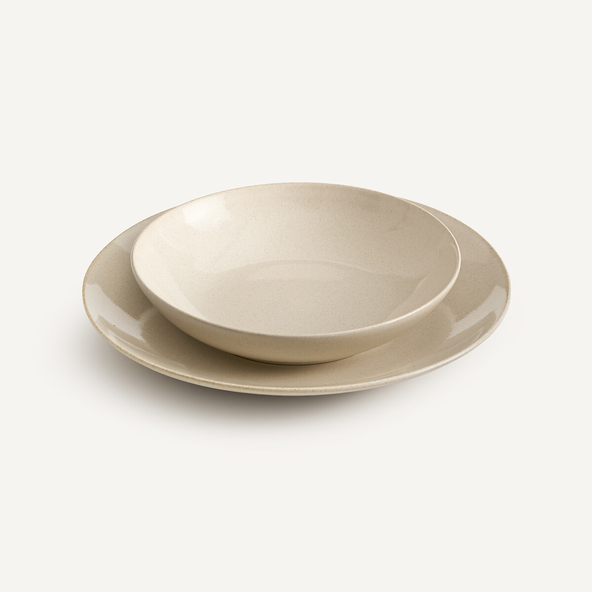 Lot de 4 assiettes plates en grès émaillé, BENN ecru, AM.PM