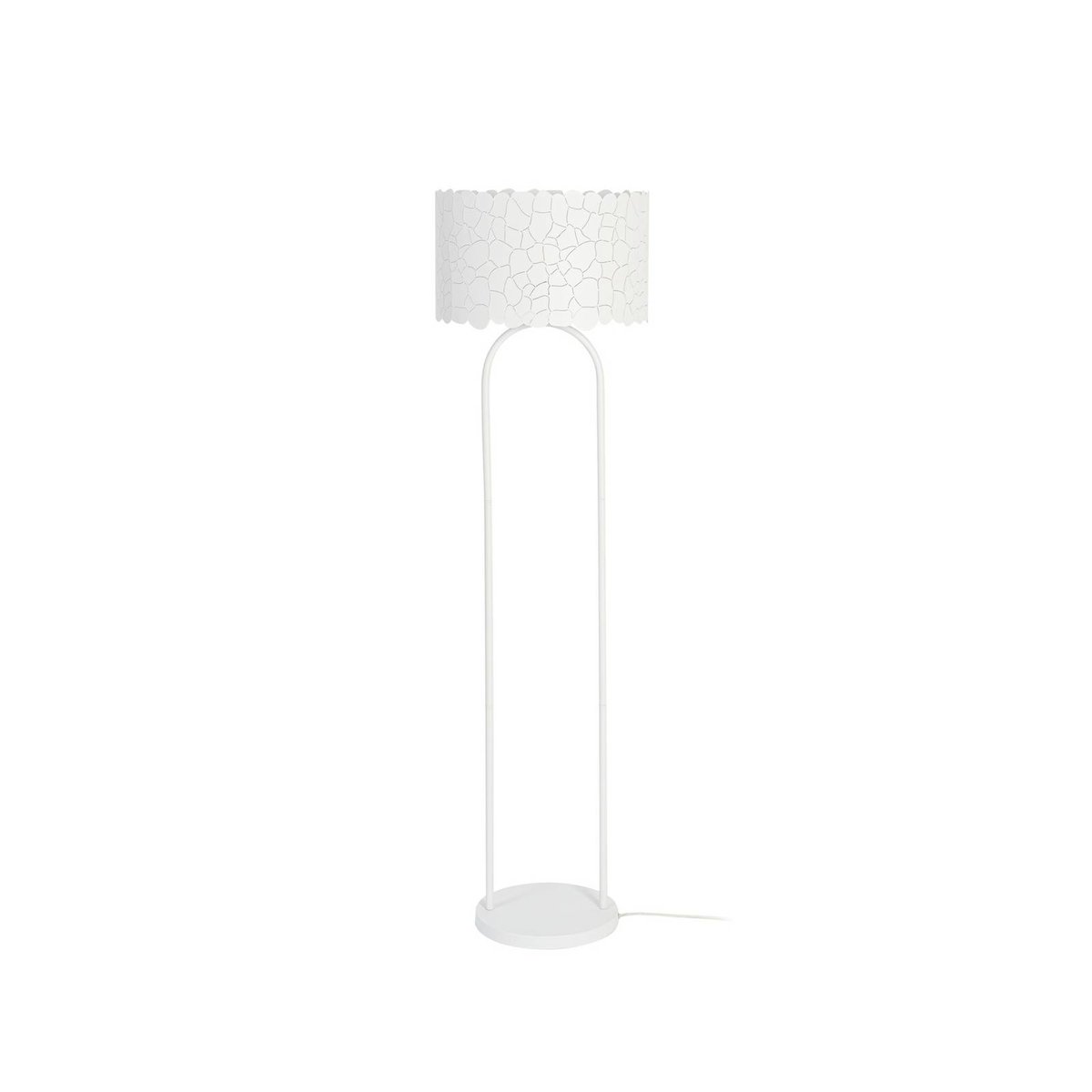 Lampadaire en métal moderne, Aralena blanc, LINDBY