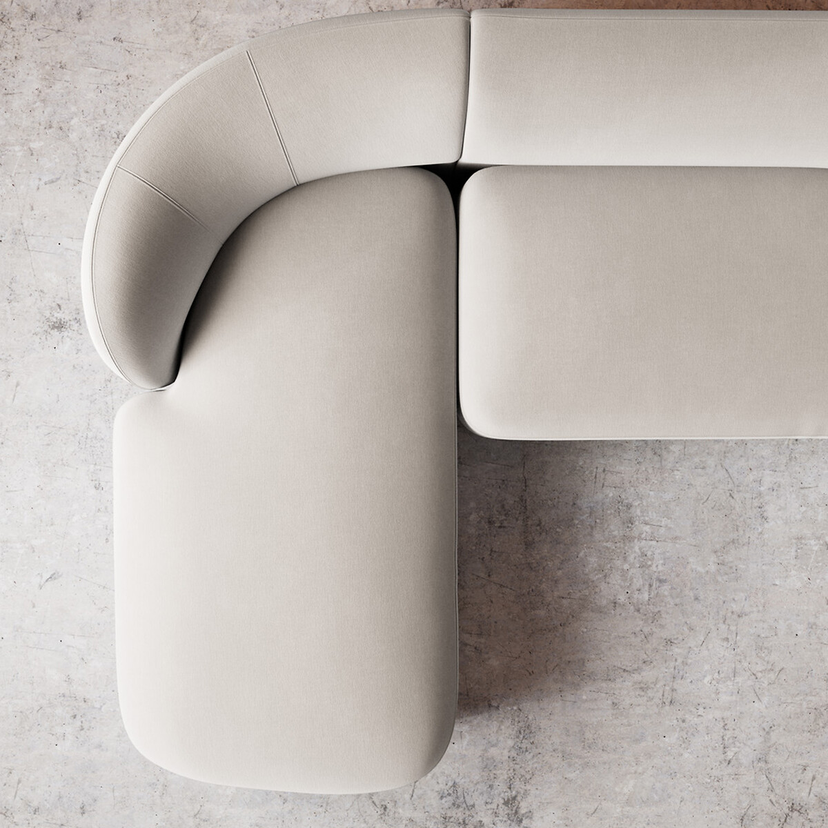 Alban Crushed Velvet Corner Chaise Sofa ecru , SWOON