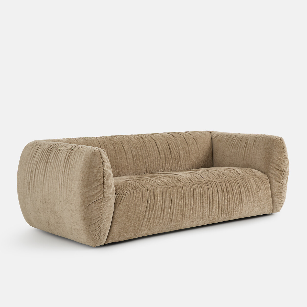 Canapé droit 3 ou 4 places, en chenille flammée, SILVER beige doré, LA REDOUTE INTERIEURS
