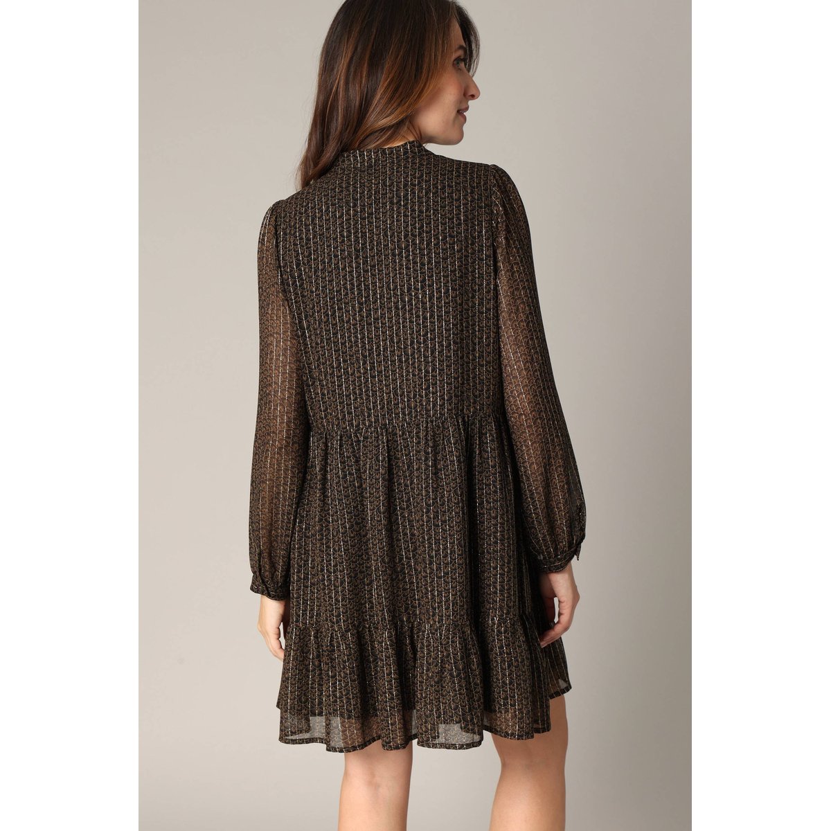 Robe fluide à fines rayures JOYANE noir, DEELUXE