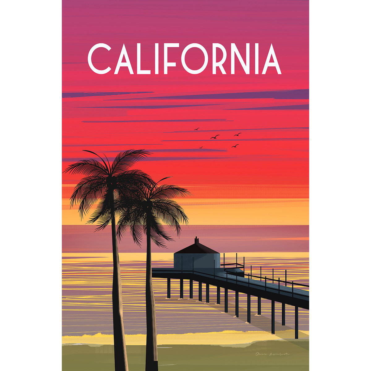 Tableau de voyage California dream tableau alu dibond, HEXOA