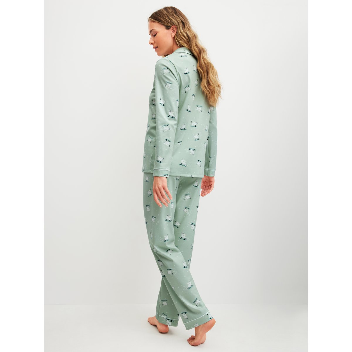 Pyjama manches longues Coton CAT DREAMS aqua clair, CALIDA
