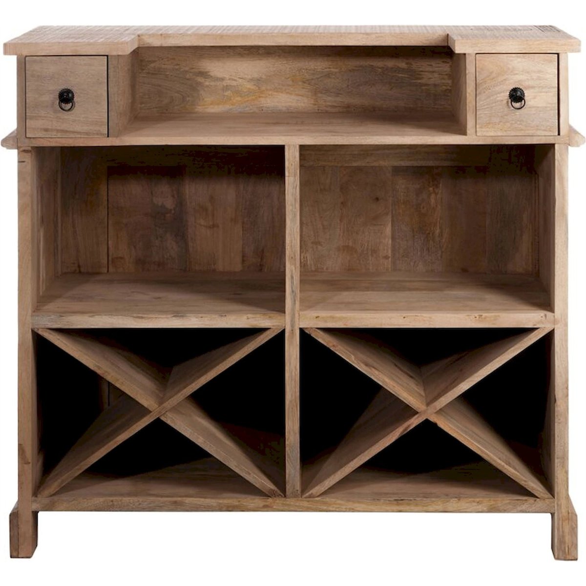 Armoire bar en bois 2 tiroirs naturel, RECOLLECTION