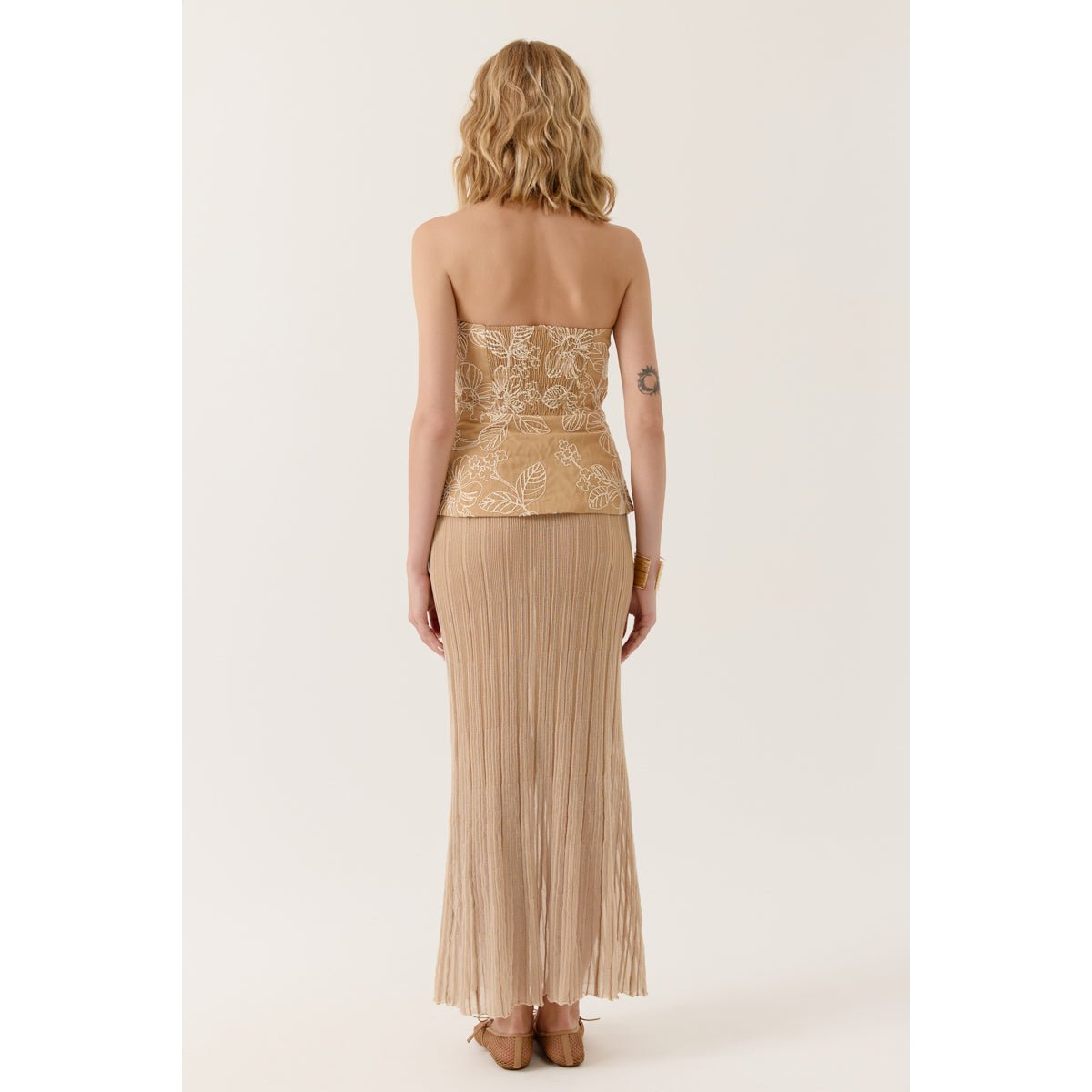 Top bustier structuré avec motifs brodés Liorane beige, ARTLOVE