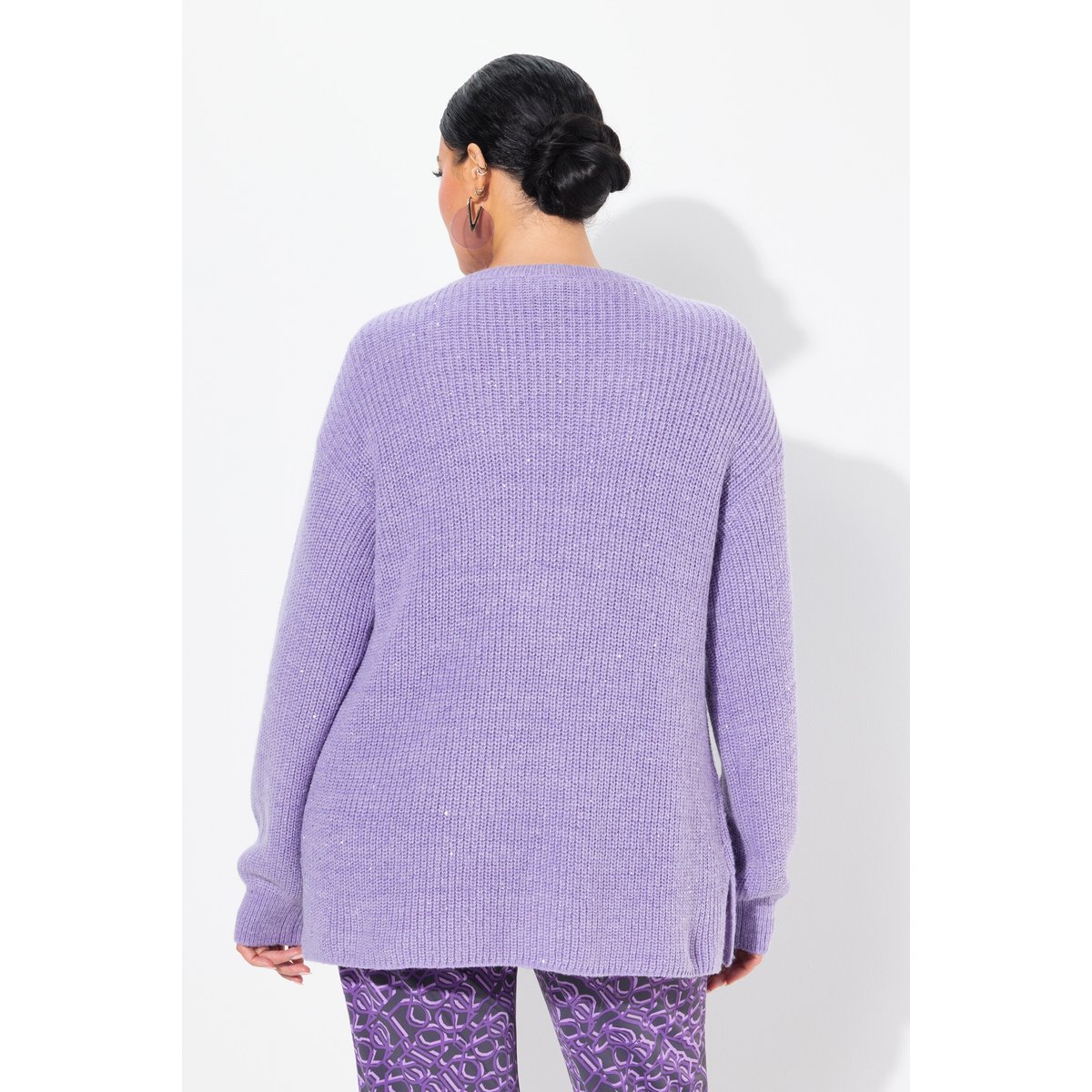 Cardigan oversize en maille côtelée lavande, ULLA POPKEN