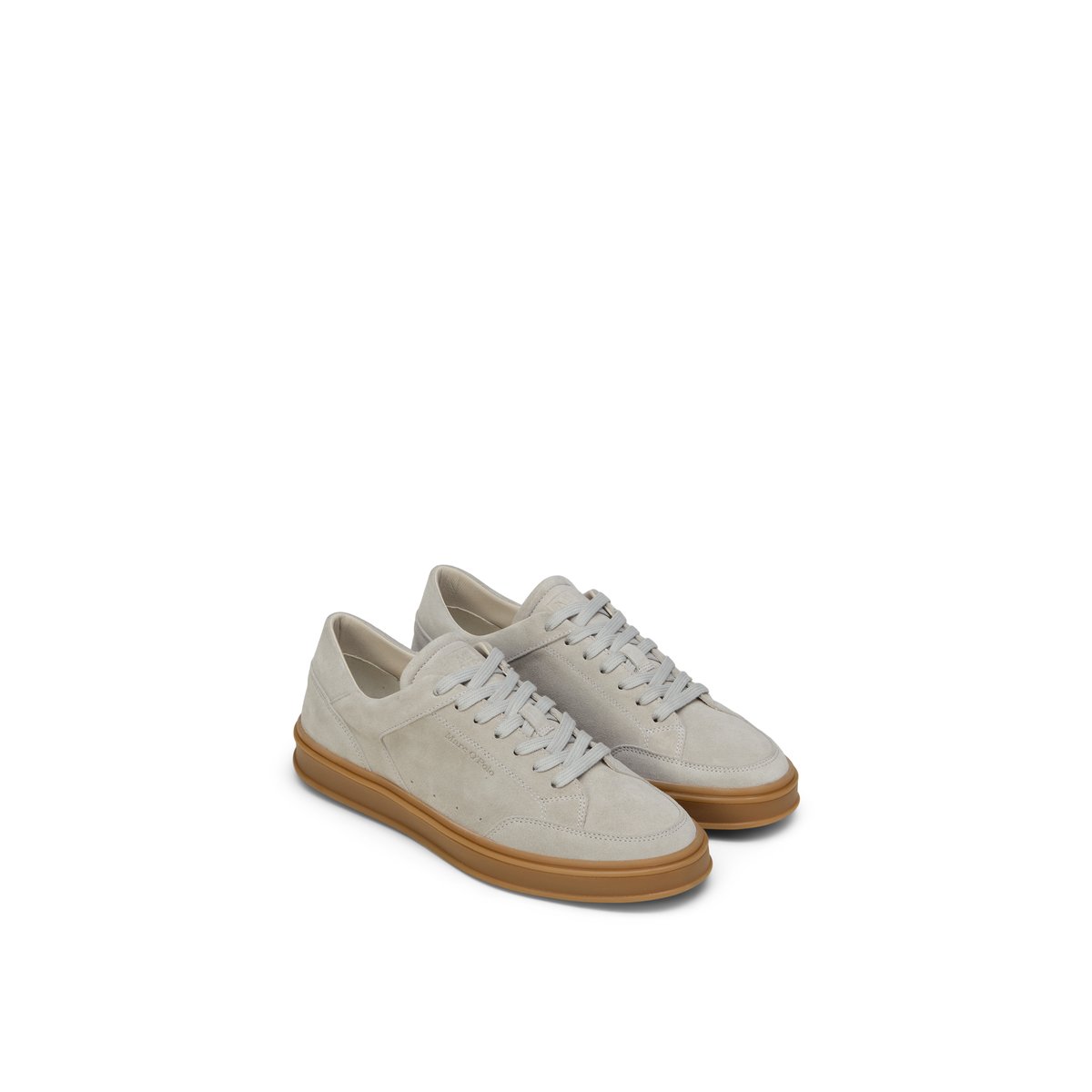 Baskets Modèle Enrique en cuir de vachette velours noble gris clair, MARC O'POLO
