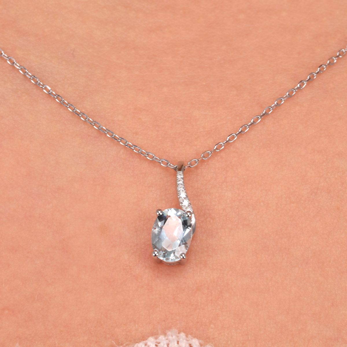 Collier en or blanc 750 ACQUAMARINA argent, BLUESPIRIT