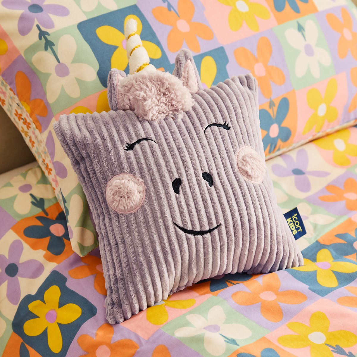 Pouf chauffeuse animal avec coussin licorne pour enfant en velours côtelé Oeko-Tex® lilas lilas licorne, ICON