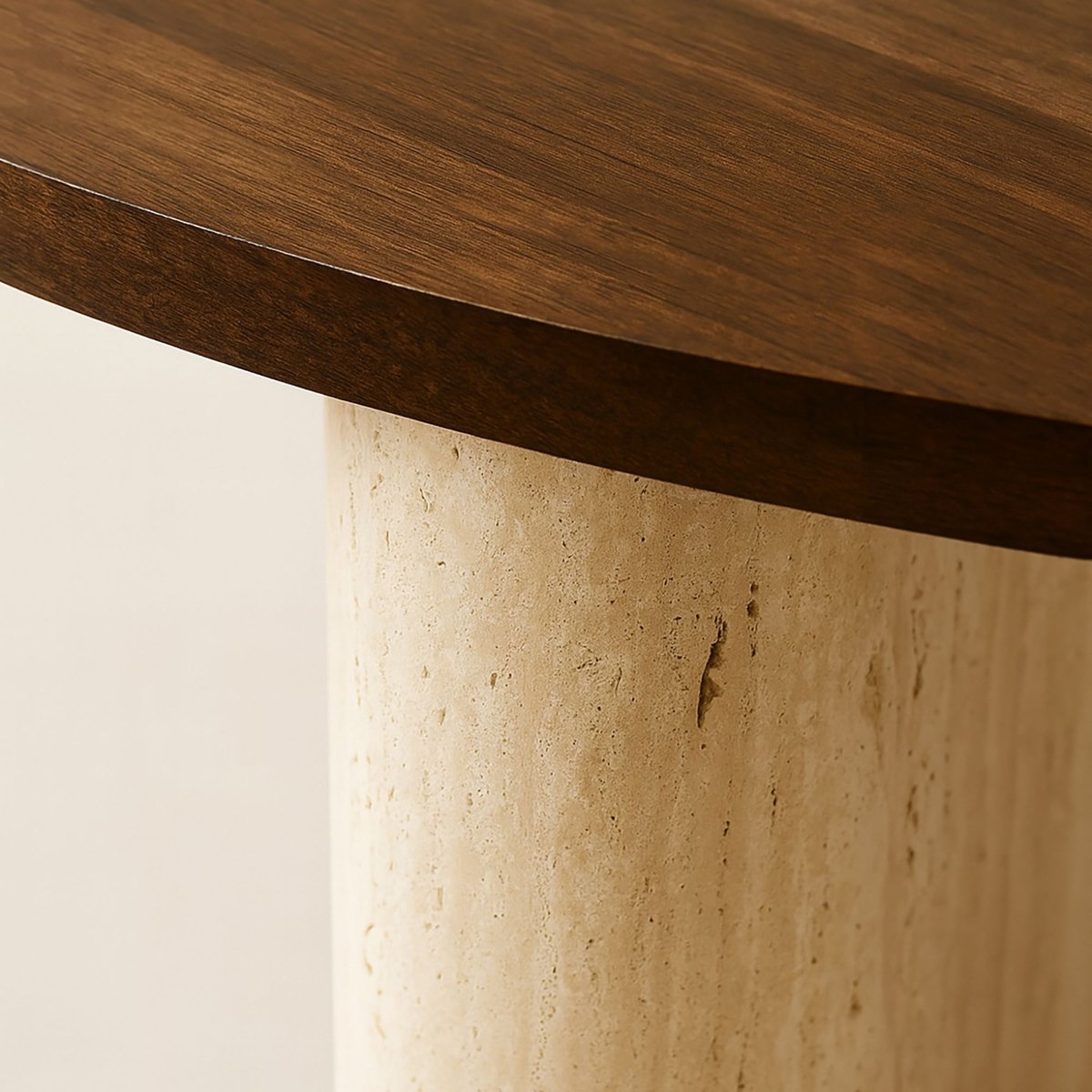 Table basse ronde effet travertin, AMBER naturel, NOW'S HOME