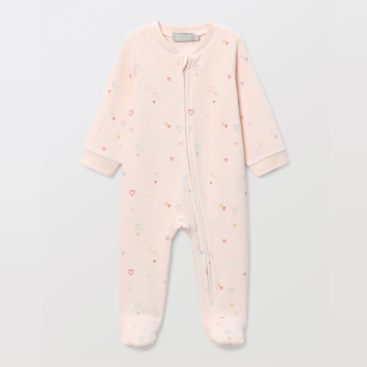 Dors-bien zippé en velours en coton BIO GOTS rosee, BOUT'CHOU