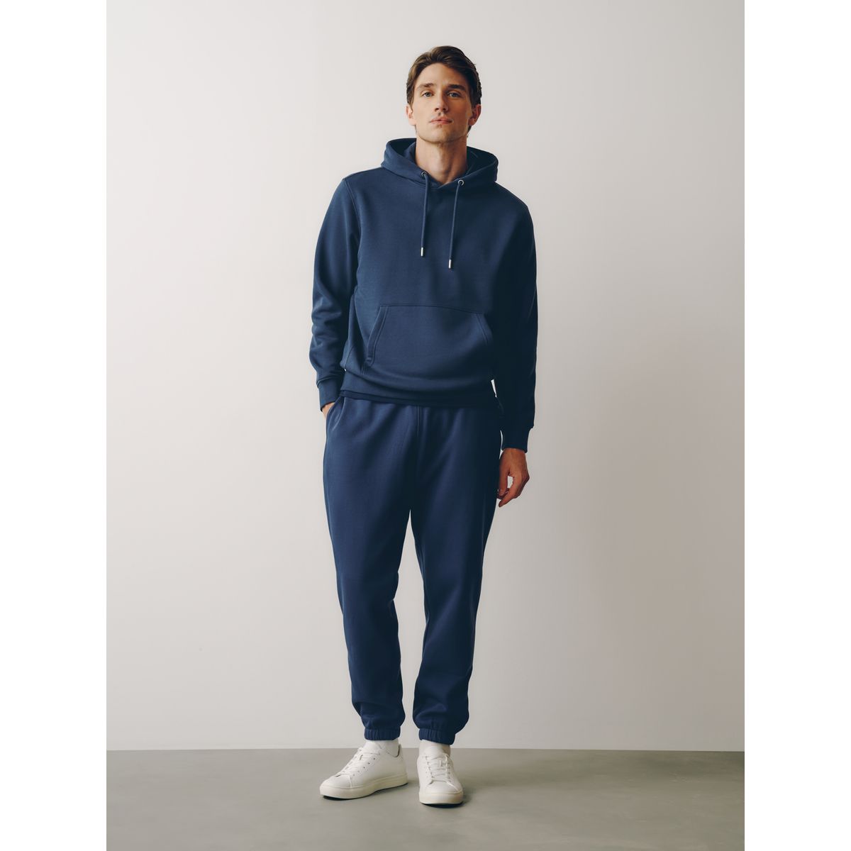 Sweat à capuche jersey épais bleu avio, NEXT