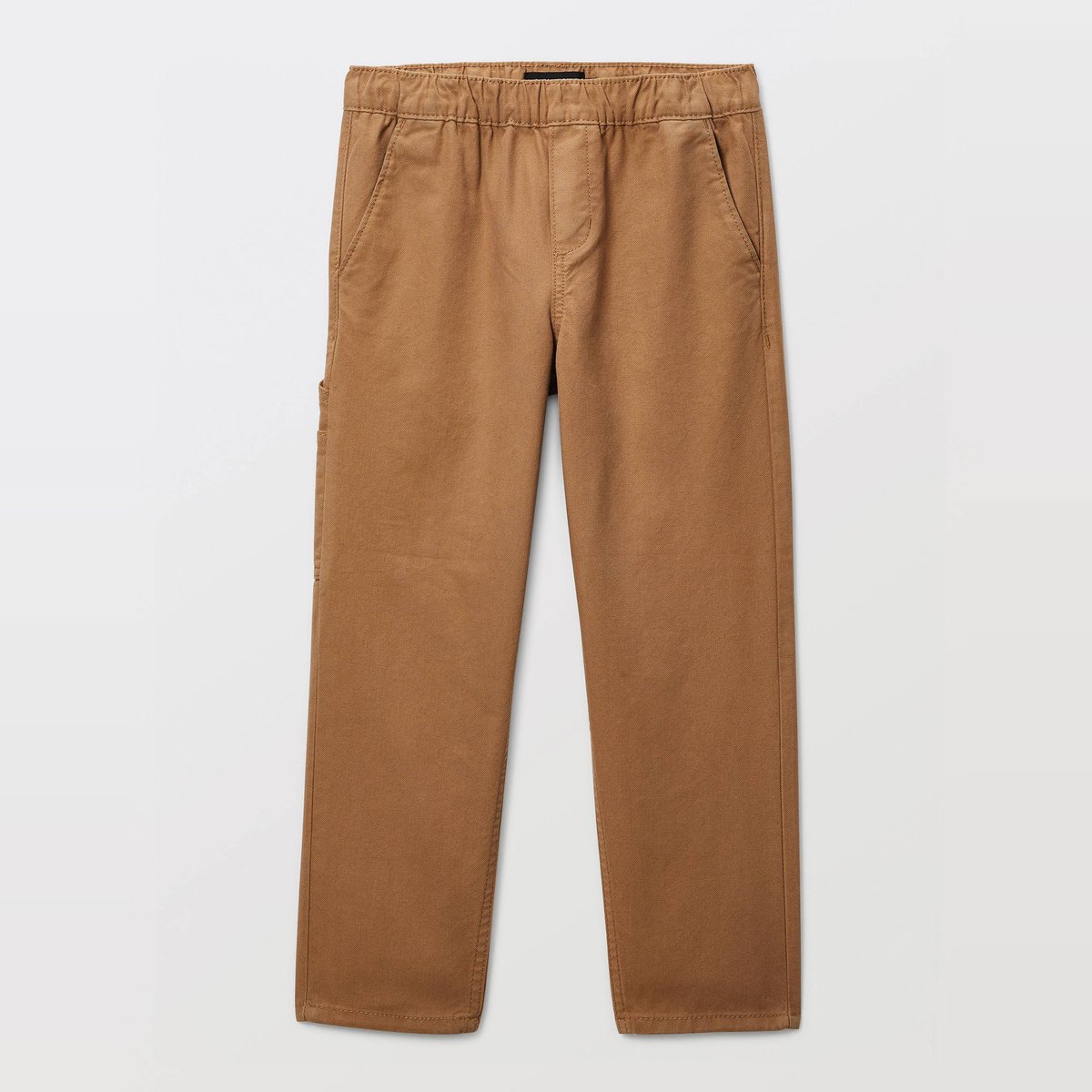 Jean droit taille élastiquée en coton gabardine, MONOPRIX