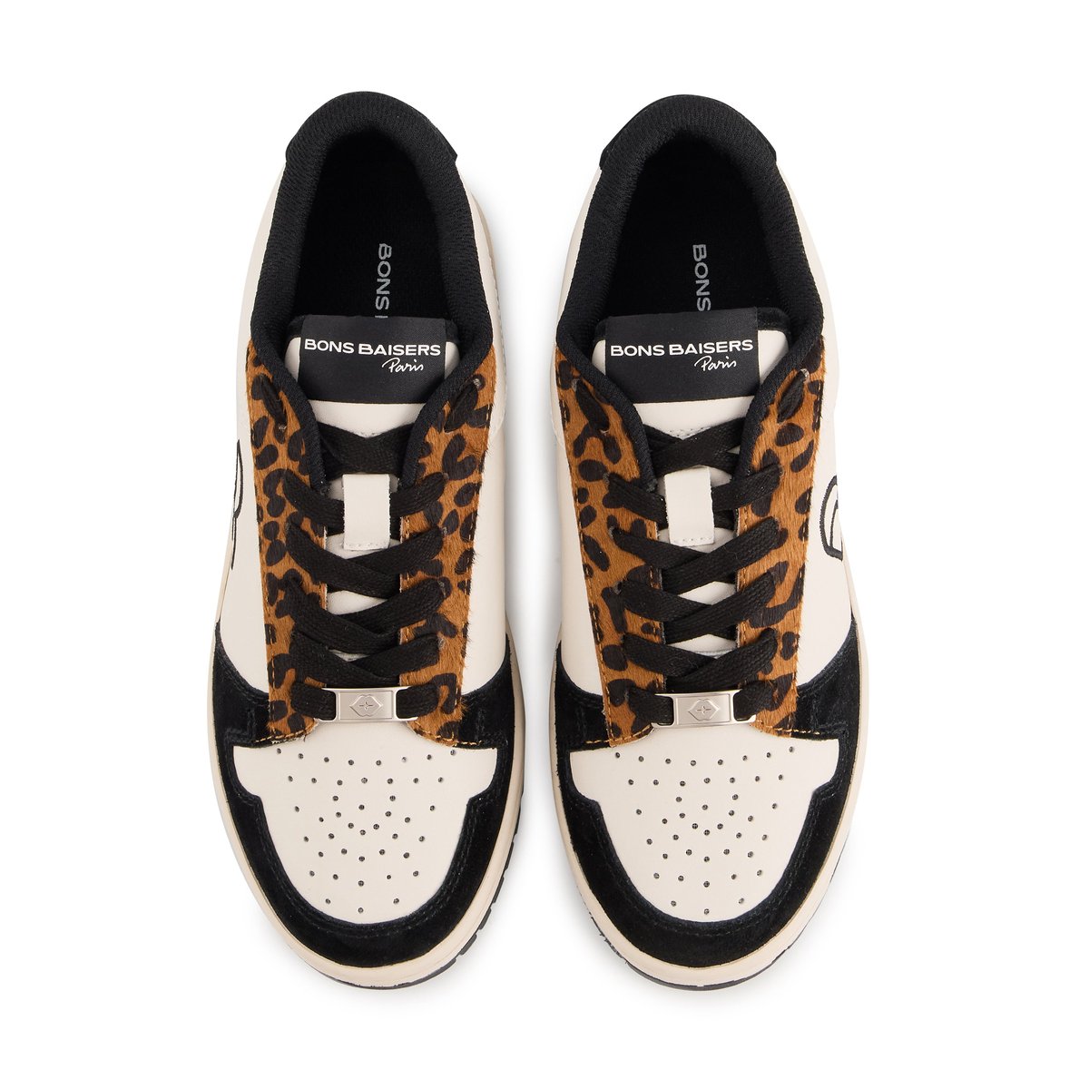 Baskets En Cuir Serena  Leopard beige, BONS BAISERS