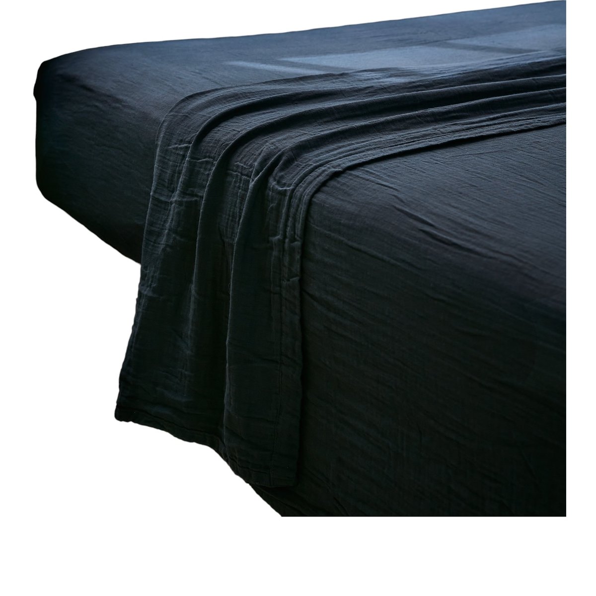 Drap plat double gaze de coton Gaia bleu marine, EDEN