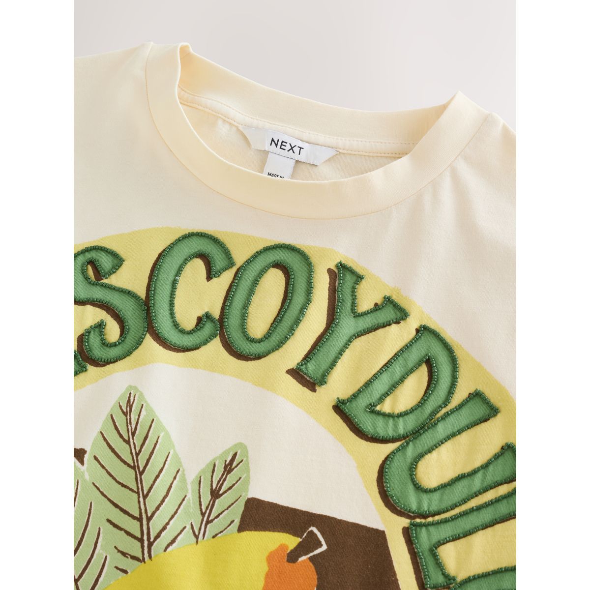 T-shirt ras du cou à manches courtes perles écru, NEXT