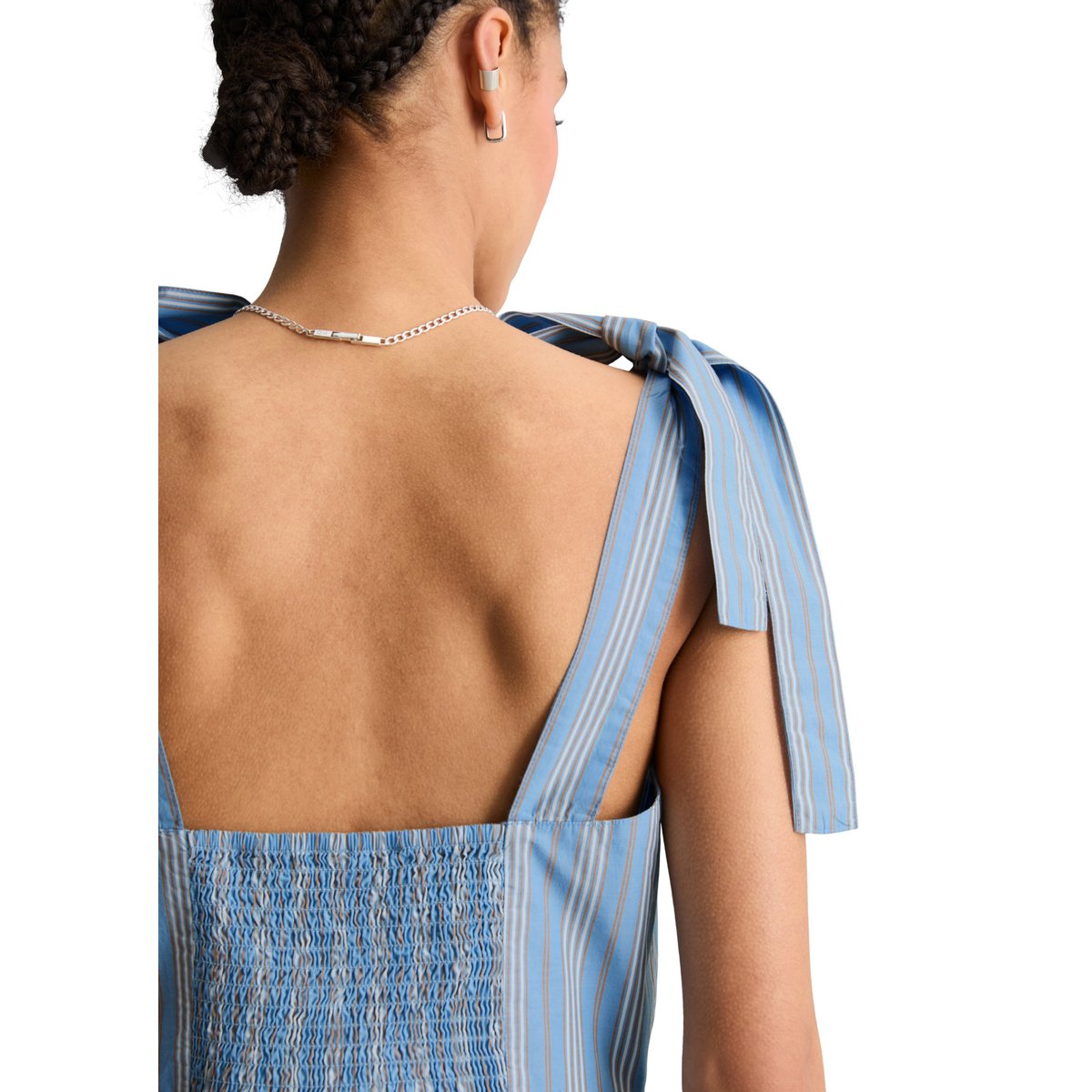 Robe à rayures en forme en popeline Papertouch bleu, MARC O’POLO DENIM