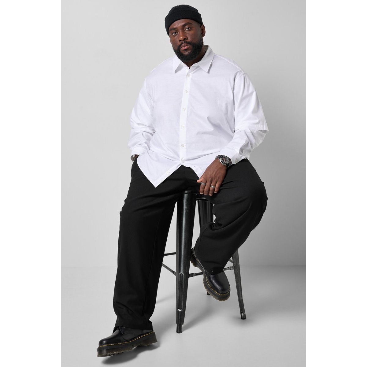 Chemise oversize, manches longues blanc cassé, STHUGE