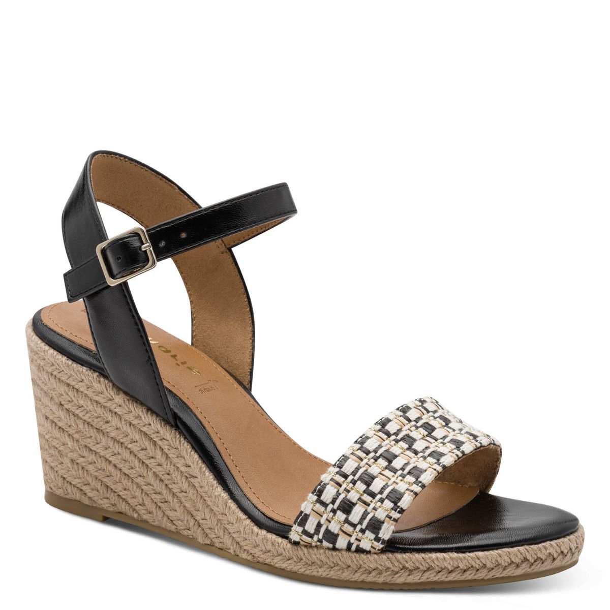 Sandale à talon en boucle noir combiné, TAMARIS