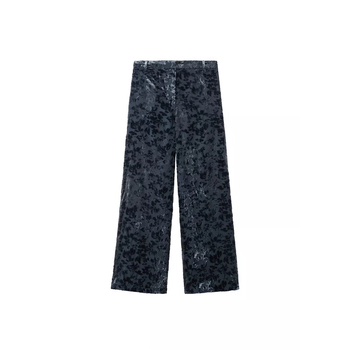 Pantalon droit dévoré bleu nuit, MANGO