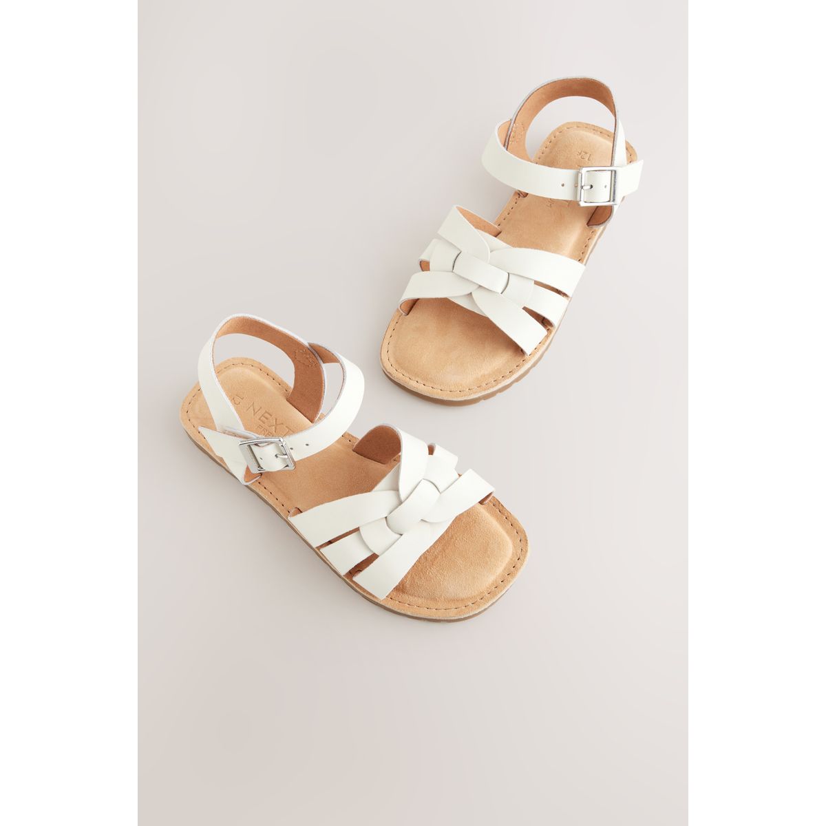 Sandales tissée en cuir blanc, NEXT