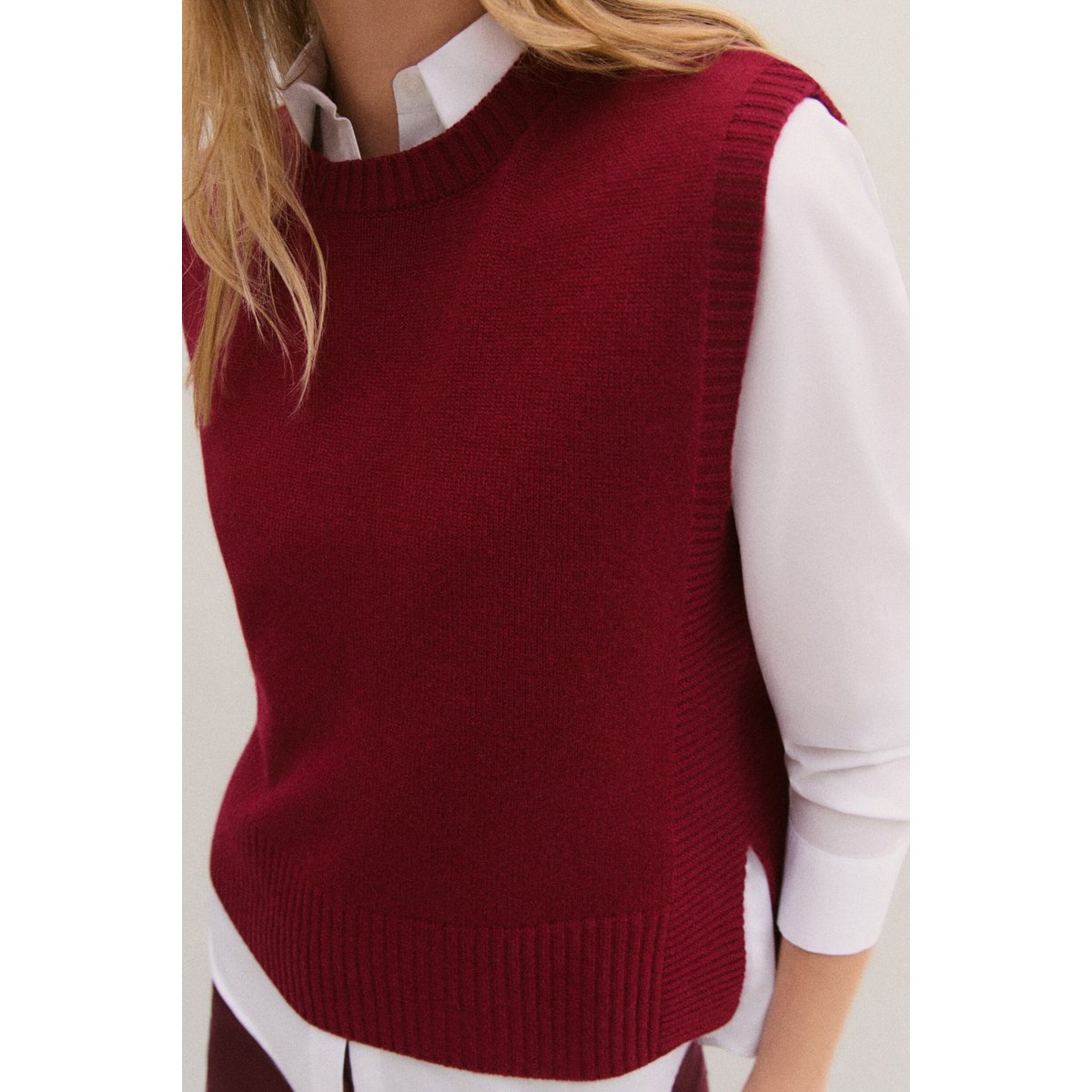Pull droit col rond MWILLIE rouge foncé, CAROLL