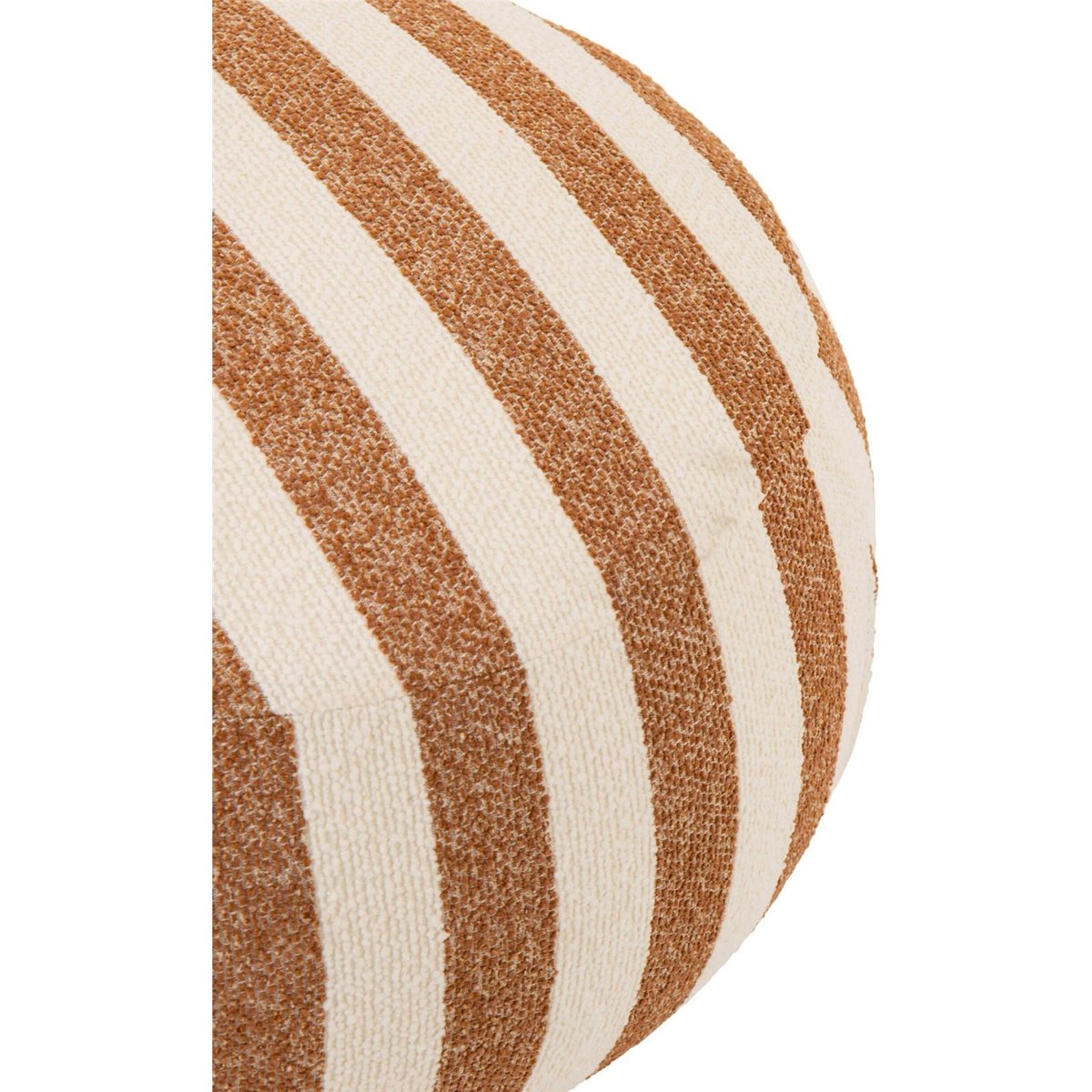 Pouf rond rayé en tissu camel et blanc cassé, RECOLLECTION