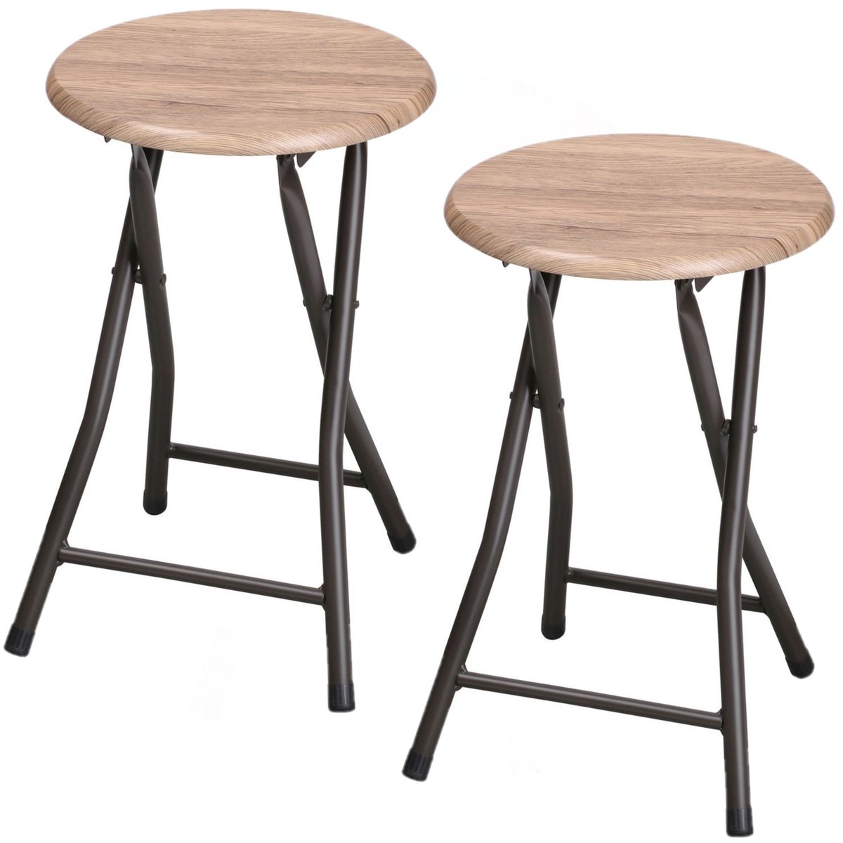 Lot de 2 tabourets d'appoint pliables design industriel DOCK noir, TOILINUX