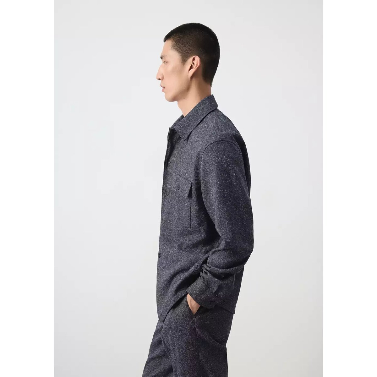 Surchemise regular fit texturée bleu, MANGO MAN