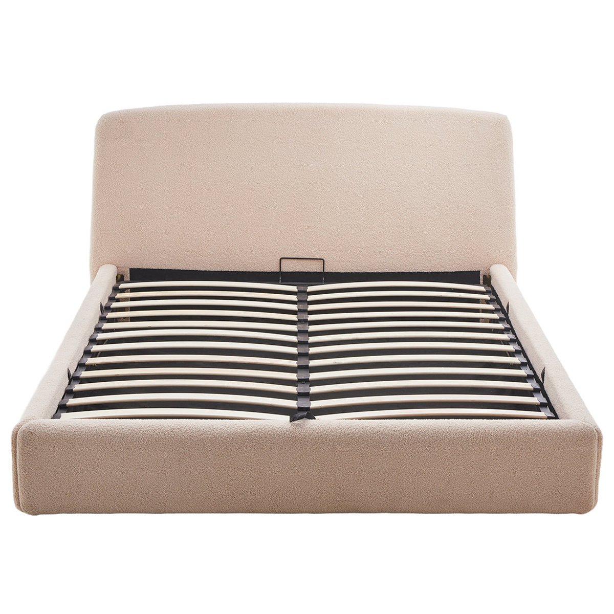 Lit coffre 160x200 cm en tissu bouclette, JULIETTE beige, LISA DESIGN