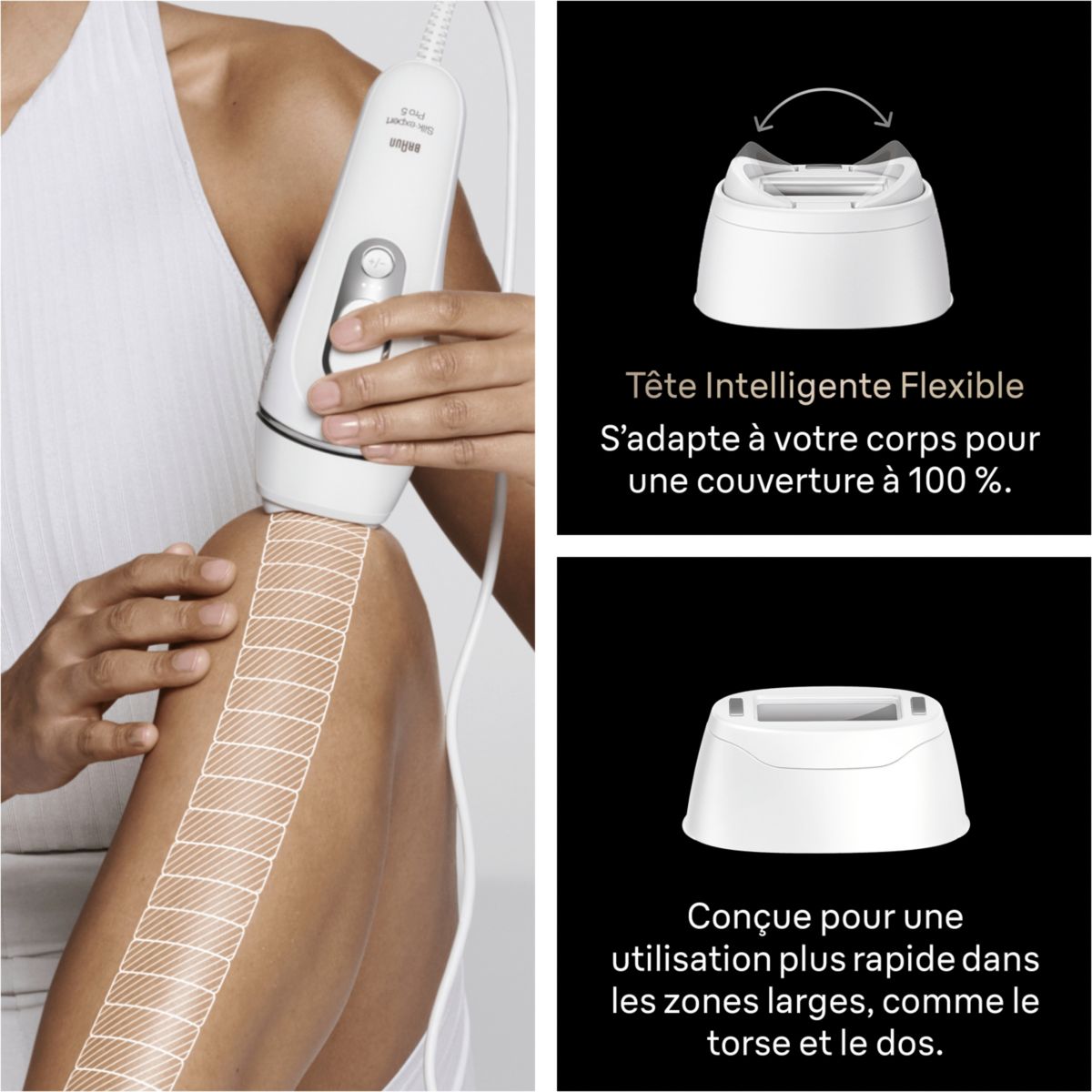 Epilateur lumière pulsée IPL PL5234 2 têtes, 1 rasoir Gillette Venus, une pochette blanc, BRAUN